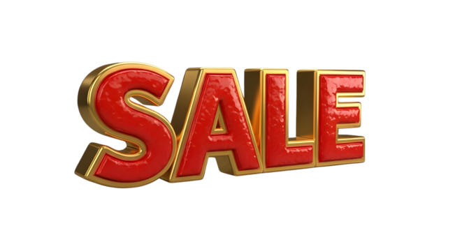Premium 3D Sale lettering sign for retail marketing and e-commerce promotions isolated PNG with Transparent Background