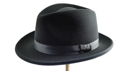 Video A black hat with a ribbon around the brim, suitable for various occasions and costumes