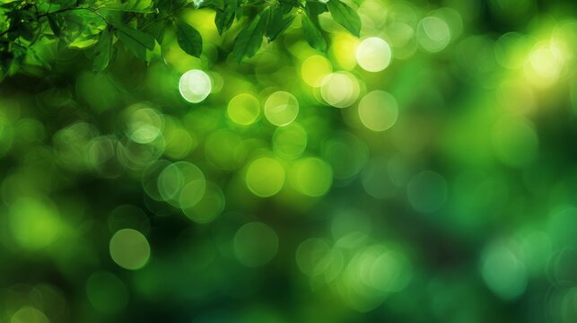 Soft blurred green bokeh background with shimmering light circles and gentle nature-inspired glow creating a fresh organic abstract backdrop for eco themes and peaceful design projects