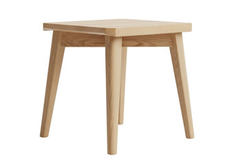 Isolated contemporary minimalist side table, square top, wooden legs, modern design furniture