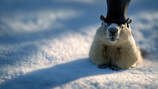 Video A groundhog wearing a top hat and glasses, perfect for s or designs where you need a unique animal character