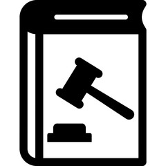 Law Book Glyph Icon – Legal Text, Justice Rules & Court Document Symbol