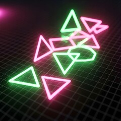 Bright Pink and Green Neon Geometric Shapes