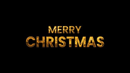 merry christmas metallic gold text alpha channel animation, winter holiday and new year celebration social media motion background - Powered by Adobe