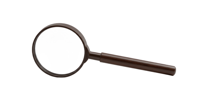 Magnifying Glass with Black Handle Isolated on a Black Background