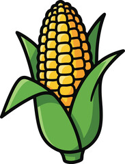 Yellow corn with green husk, simple grain