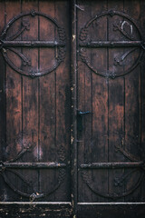 ARCHITECTURAL ELEMENTS - Wooden doors with wrought iron decorations in the Gothic style