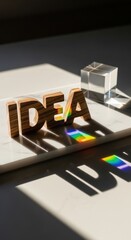 IDEA Olive Wood Sculpture with Laser-Cut Hollow & Prism Spectrum &ndash; Clarity of Thought, Nikon Photo Contest Quality