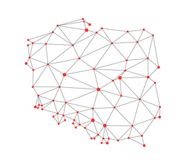 Poland map. Simple geometric map - connection dots mesh lines of Poland.