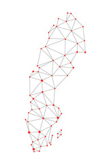 Sweden map. Simple geometric map - connection dots mesh lines of Sweden.