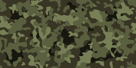Fototapeta premium Camouflage pattern. Military camo fashion print design. Forest green camouflage background.