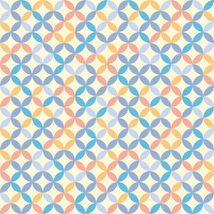Cool overlapping circles seamless texture. 1960s pastel ovals and circles vector geometric fashion pattern. Colorful fashion print.