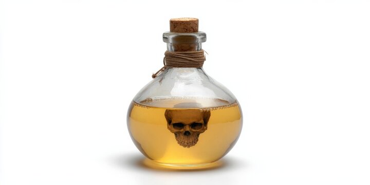 Mysterious potion bottle with skull reflection and cork stopper - Powered by Adobe