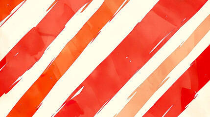ラフな赤と白の斜線の水彩イラスト背景