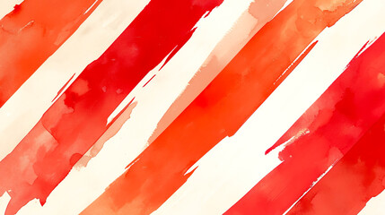 ラフな赤と白の斜線の水彩イラスト背景
