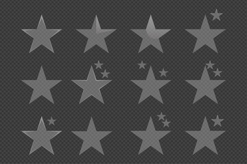 Glass Stars Collection on Transparent Background - Rating & Decoration Set