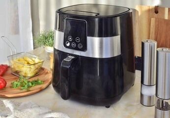 Cooking lunch in an air fryer.