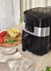 Cooking lunch in an air fryer.