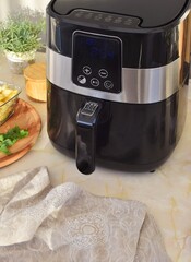 Cooking lunch in an air fryer.