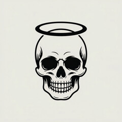 Detailed Skull With Black Halo On Light Background