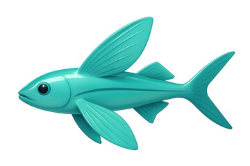 Fototapeta premium Aquatic flying fish showing wide fins and tail, a stylized turquoise marine animal swimming on a transparent background