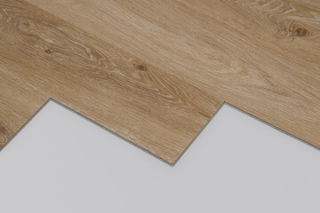 Vinyl Flooring Panel with Oak Pattern on White Background