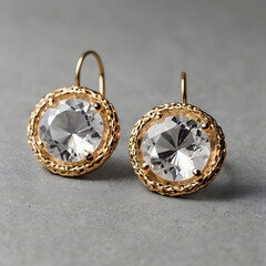 Exquisite Close-Up of Elegant Gold Earrings with Sparkling Gemstones, showcasing fine craftsmanship and timeless beauty.