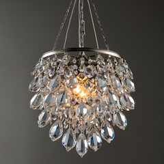 An Elegant crystal chandelier sparkles with opulence, casting a warm and inviting glow, a symbol of luxury and sophistication.