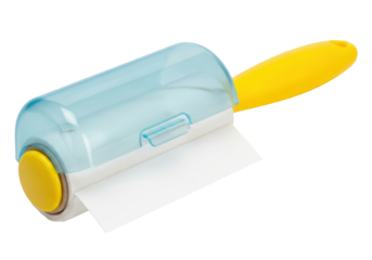 Isolated Lint Roller for Pet Hair Removal and Clothes Fuzz, with Blue Case and Yellow Handle