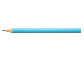 Isolated light blue writing pencil, simple art instrument used for sketching and drawing