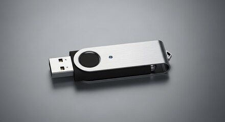 One USB flash drive centered symmetrically on neutral background.