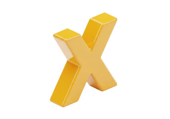 Isolated gold cross shape against a neutral background; three-dimensional rendered object