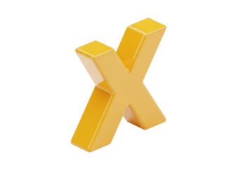 Isolated gold cross shape against a neutral background; three-dimensional rendered object