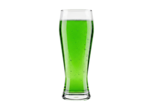 Isolated glass of green beer for St Patrick's Day celebration, delicious beverage
