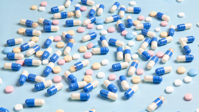 Analyzing pharmaceutical capsules laboratory medical content clean background close-up health awareness