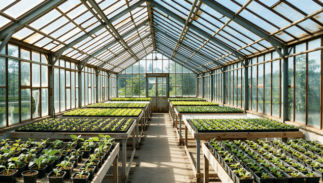 Greenhouse plant growth showcase horticultural center photo collection natural light wide angle agricultural techniques