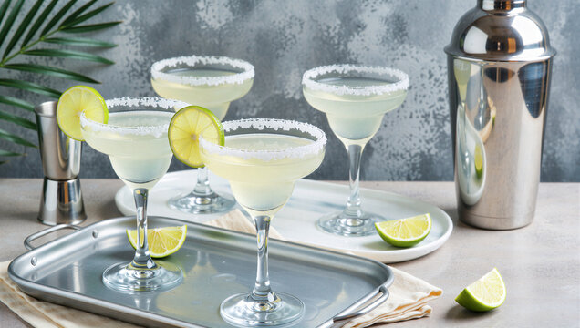 Refreshing margarita cocktail home bar beverage photography modern kitchen close-up view summer vibes