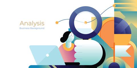 Abstract Business Data Analytics and SEO Market Research with Growth Chart Statistics Background