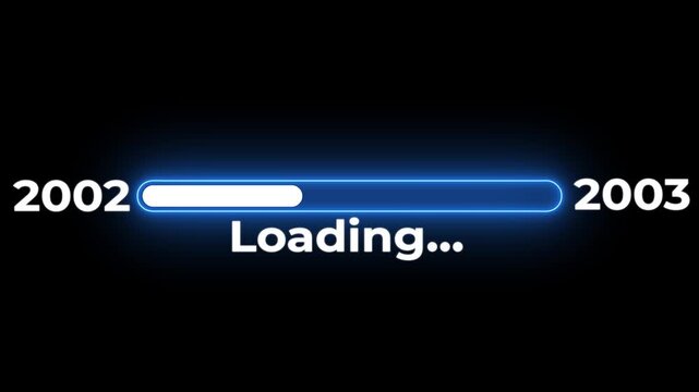 New year 2003 loading bar animation Year changing from 2002 to 2003.Loading bar from 2002 to 2003 new year transfer animation.Advance happy new year.