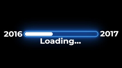 New year 2017 loading bar animation Year changing from 2016 to 2017.Loading bar from 2016 to 2017 new year transfer animation.Advance happy new year.