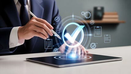 Secure Digital Approval Process with Verified Checkmark Business Automation Concept