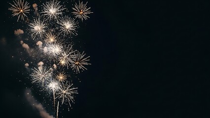 Fototapeta premium Spectacular fireworks illuminate the dark night sky, celebrating the arrival of the new year with vibrant bursts of light and festive joy.