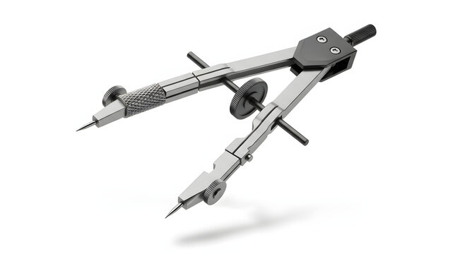 Precision in Design: A close-up shot of a compass, a tool for precise circle drawing, set against a pristine backdrop, showcasing engineering ingenuity. - Powered by Adobe