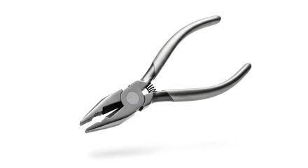 Precision Grip: A close-up shot of a stainless steel plier tool, perfectly positioned, designed to grasp and manipulate small objects with finesse.