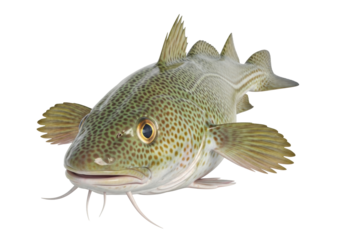 Isolated view of a lingcod fish, a ray-finned animal common to North American coastal waters