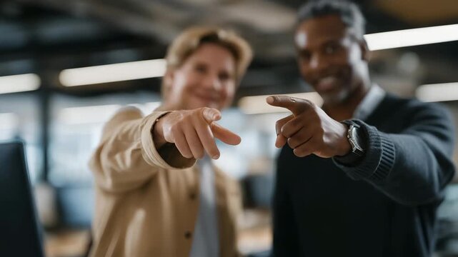 Close-up of scientists gesturing toward holographic particle interactions with complex 3D simulations &mdash; representing international teamwork, high-tech research, and virtual collaboration in