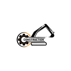 Building repair and excavator construction logo design template
