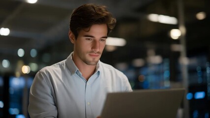 IT specialist performing diagnostics in a dimly lit data store surrounded by blinking servers — cybersecurity protection, network resilience, and mission-critical data management workflow. - Powered by Adobe