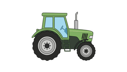 Obraz premium A green tractor with a light blue windshield