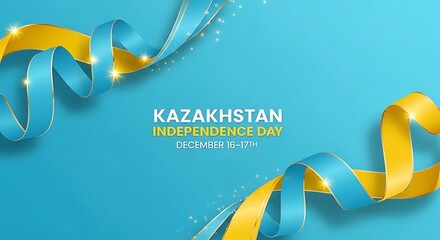 Celebrate Kazakhstan Independence Day with Festive Ribbons and Sparkling Lights